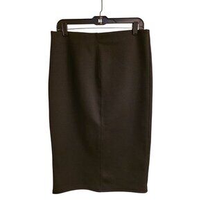 NWOT Zara Basic Black Thick Ponte Pintuck Knit Knee Length Pencil Skirt M